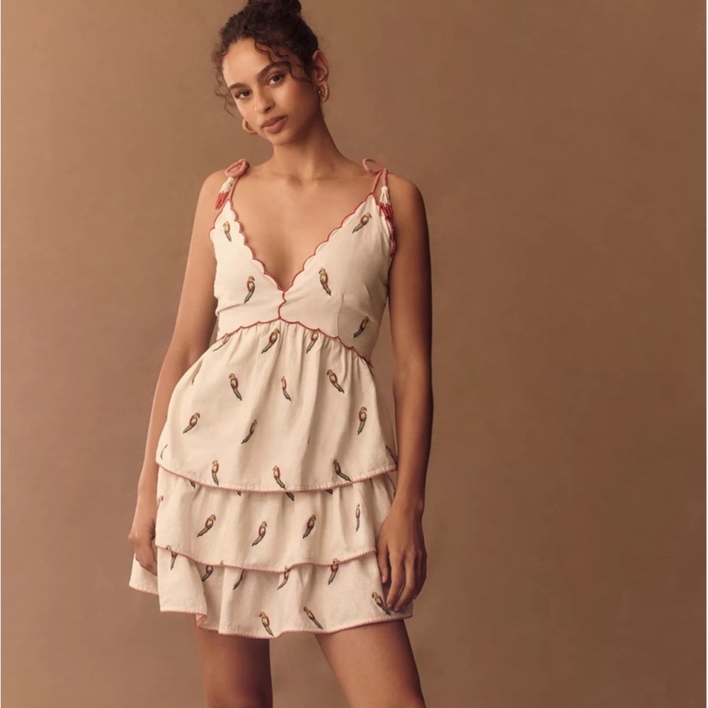 FARM Rio Cream and Pink Mini Dress